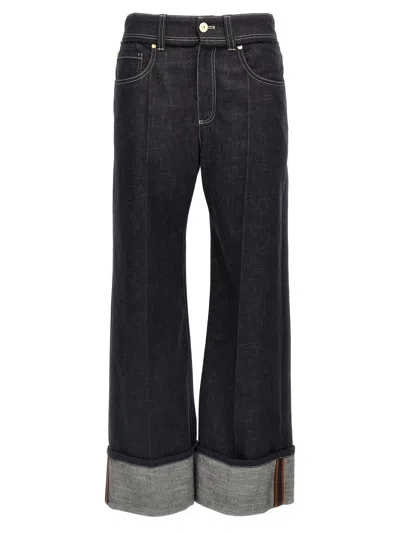 BRUNELLO CUCINELLI INDIGO BLUE TURN UP-HEM JEANS