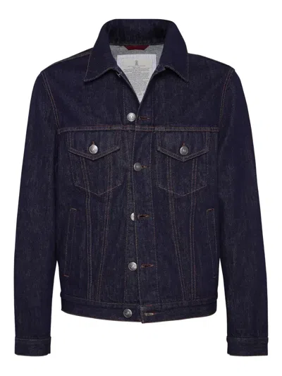 Brunello Cucinelli Indigo Denim Denim Jacket In Blue