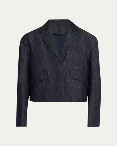 Brunello Cucinelli Indigo Single-breasted Crop Jacket In Black