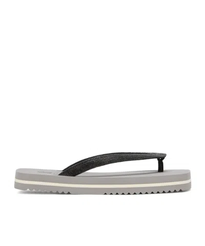 Brunello Cucinelli Infradito Con Decorazione Monili In Gray