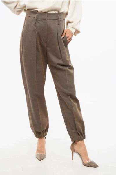 Brunello Cucinelli Ingle Pleated Gabardine Cotton Pants