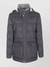 Brunello Cucinelli Hooded Quilted Jacket Featuring Front Pockets In Animal Print