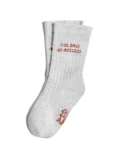 Brunello Cucinelli Kids' Intarsia Knit Socks In Gray