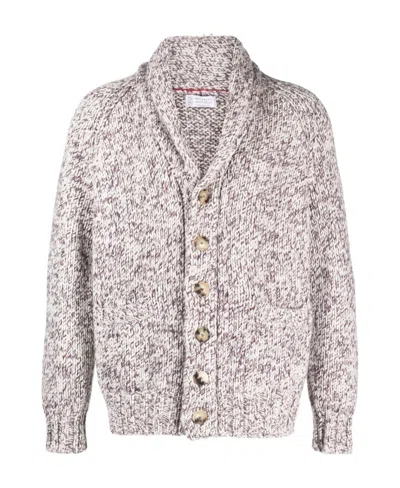 Brunello Cucinelli Double-breasted Wool-blend Cardigan In Purple