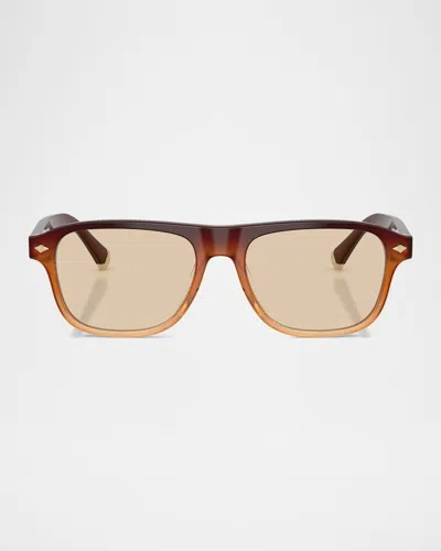 Brunello Cucinelli Intarsia Rays 55mm Rectangular Sunglasses In Blue