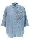 Brunello Cucinelli Intarsia Shirt With Embroidered Inlaid Detail In Grey