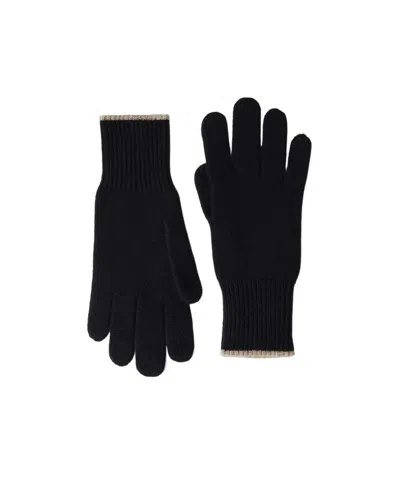 Brunello Cucinelli Intarsia-knit Cashmere Gloves In Black