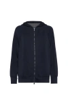 Brunello Cucinelli Hooded Sweatshirt With Side Stripe Detail In Black