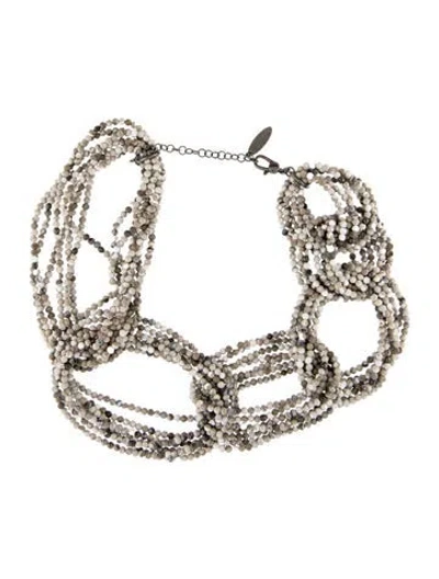 Pre-owned Brunello Cucinelli Interlooped Beaded Collar Necklace, 18.25" In Multi