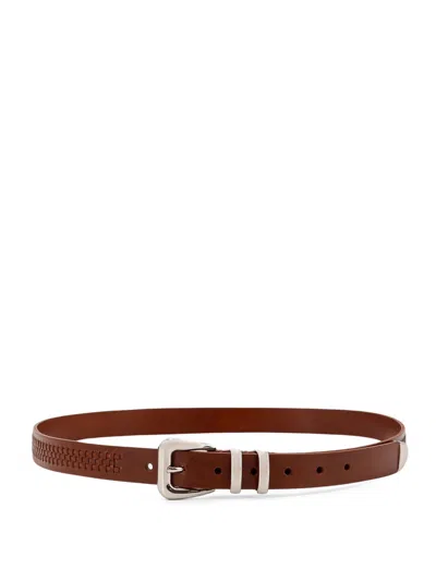 Brunello Cucinelli Interwined Leather Belt In Brown
