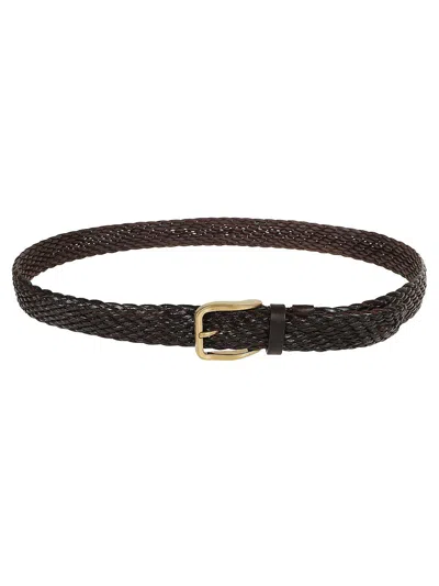 Brunello Cucinelli Interwoven-designed Buckle Fastened Belt In Testa Di Moro