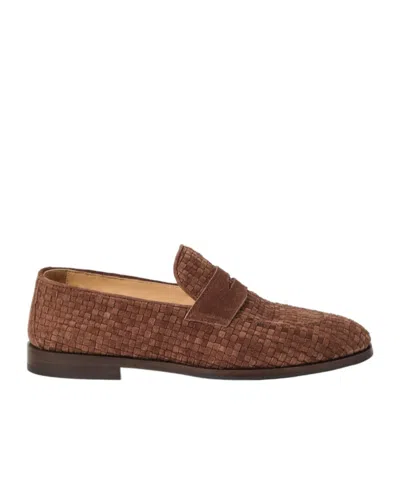 Brunello Cucinelli Interwoven Loafers In Brown