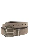 Brunello Cucinelli Inverted Leather Belt With Machined Buckle And Toecap