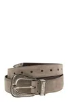 Brunello Cucinelli Inverted Leather Belt With Machined Buckle And Toecap