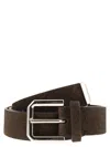 Brunello Cucinelli Inverted Leather Belt With Square Buckle And Toecap In Brown