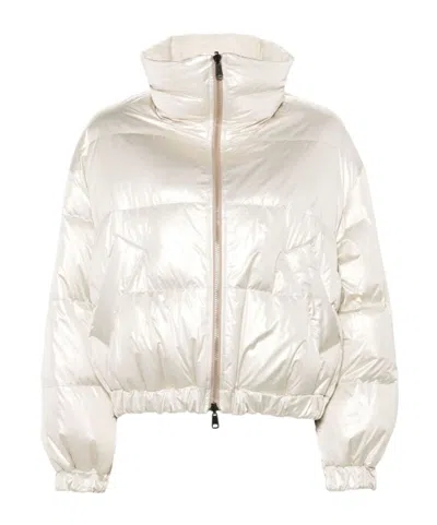 BRUNELLO CUCINELLI BRUNELLO CUCINELLI IRIDESCENT-EFFECT ZIPPED DOWN JACKET