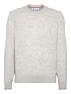 Brunello Cucinelli Irregular Coloration Flecked Alpaca Sweater Clothing In Gray