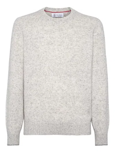 Brunello Cucinelli Irregular Coloration Flecked Alpaca Sweater Clothing In Gray