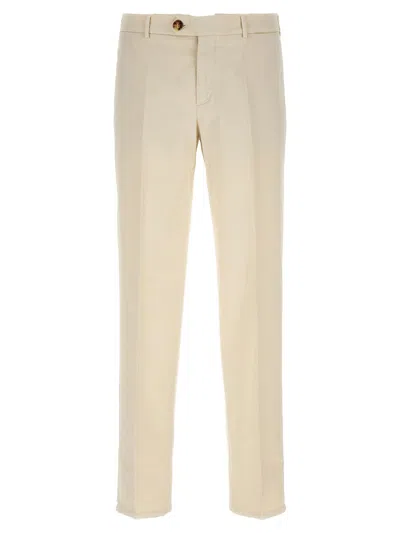 Brunello Cucinelli Italian Fit Cotton Gabardine Trousers In Cream