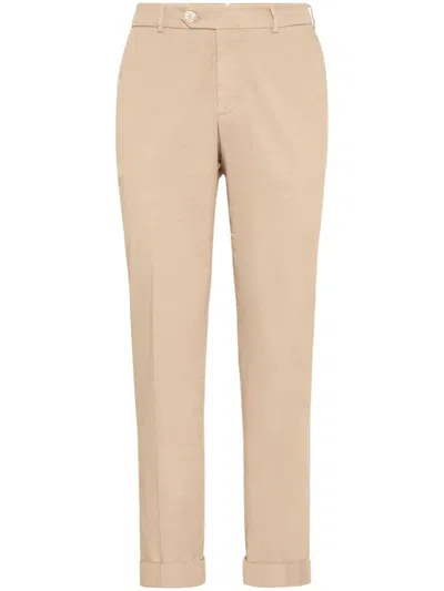 Brunello Cucinelli Men's Garment Dyed Italian Fit Trousers In Beige