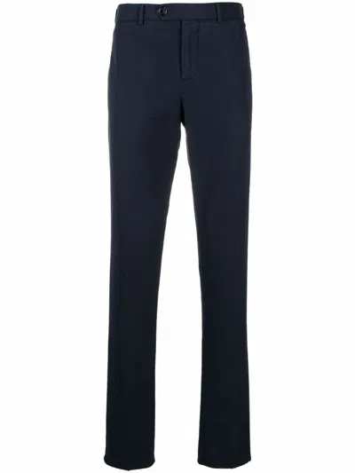 Brunello Cucinelli Italian-fit Trousers In Cotton Gabardine In Blue