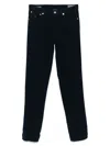 Brunello Cucinelli Italian Fit Trousers In Navy Blue Cotton Corduroy In Animal Print