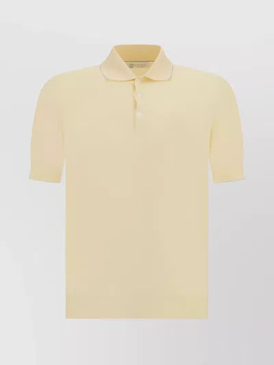 Brunello Cucinelli Italian Tailored Knit Polo Shirt In Neutral