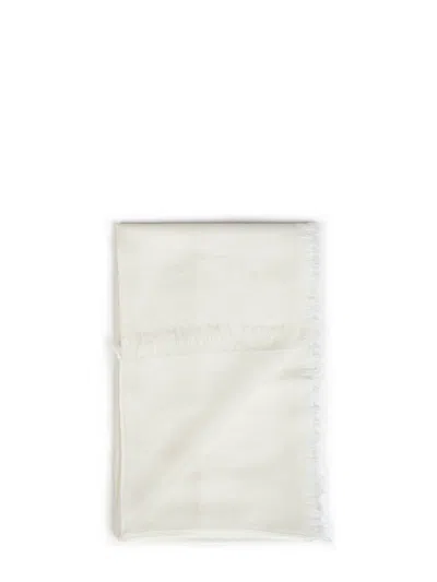Brunello Cucinelli Ivory Cashmere And Silk Scarf In White