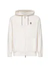 Brunello Cucinelli Ivory Cashmere Knit Zip-up Hoodie In Neutral