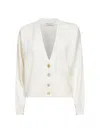 Brunello Cucinelli Ivory Cashmere Monili Cardigan In Neutral