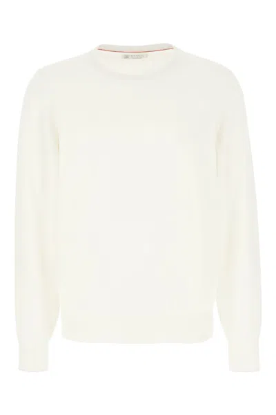 Brunello Cucinelli Ivory Cashmere Sweater In White