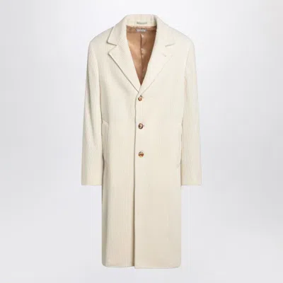 Brunello Cucinelli Ivory Corduroy Coat In Neutral