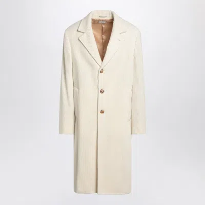 Brunello Cucinelli Ivory Corduroy Coat Men In White