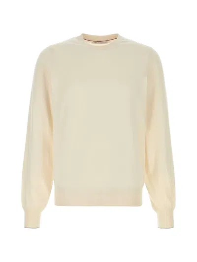 Brunello Cucinelli Cotton Crewneck Sweater Long Sleeves Ribbed Finishes In Neutral