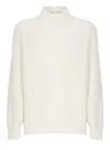 Brunello Cucinelli Ribbed Texture High Neck Sweater In White