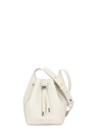 Brunello Cucinelli Ivory Cucinelli Leather Shoulder Bag