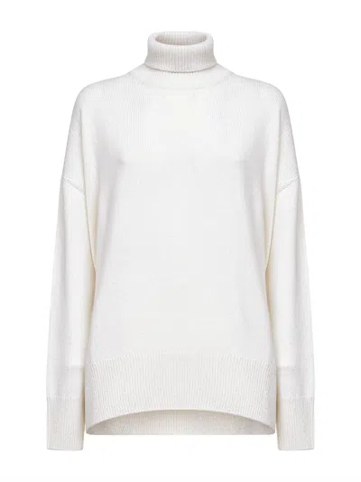 Brunello Cucinelli Ivory Diamante Cashmere And Silk Turtleneck Sweater In White