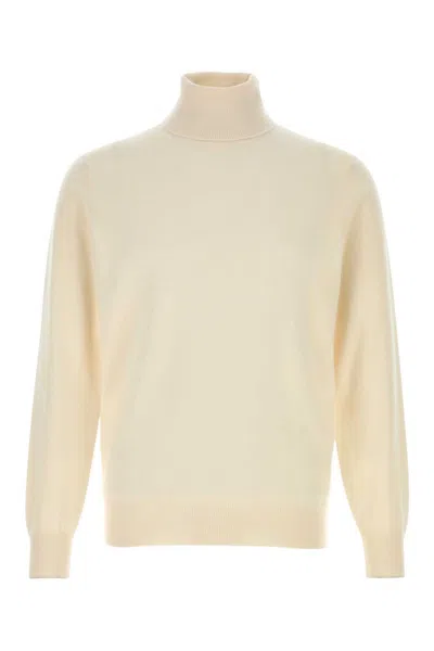 BRUNELLO CUCINELLI MEN IVORY HIGH NECK SWEATER, S LUXURY SWEATERS & KNITWEAR FOR MEN DARVEYS