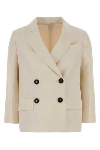 Brunello Cucinelli Ivory Jersey Blazer In Neutral