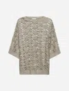Brunello Cucinelli Women Ivory Knit Dazzling Cape