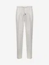 Brunello Cucinelli Ivory Linen Leisure Fit Trousers