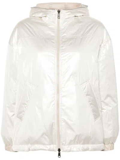 BRUNELLO CUCINELLI IVORY REVERSIBLE METALLIC DOWN JACKET