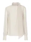 Brunello Cucinelli Silk Blouse With Diamond Cut Brass In Neutral