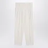 Brunello Cucinelli Ivory Trousers In Cotton And Linen Women