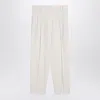 Brunello Cucinelli Ivory Trousers In Cotton And Linen Women