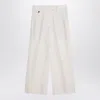 Brunello Cucinelli Ivory Trousers In Cotton And Linen Women