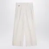 Brunello Cucinelli Ivory Trousers In Cotton And Linen Women In White