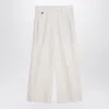 Brunello Cucinelli Ivory Trousers In Cotton And Linen Women