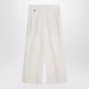 Brunello Cucinelli Ivory Trousers In Cotton And Linen Women