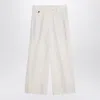 Brunello Cucinelli Ivory Trousers In Cotton And Linen Women